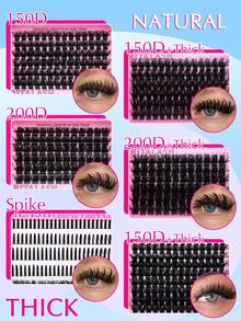 RITALASH 566pcs False Eyelashes Set, Includes Glue And Makeup Remover, D Curl Thick 150D+200D Extra Volume+Spiky Lashes, 12-22mm Thickness, DIY Individual Lashes Set, Easy DIY At Home - Black - View 4