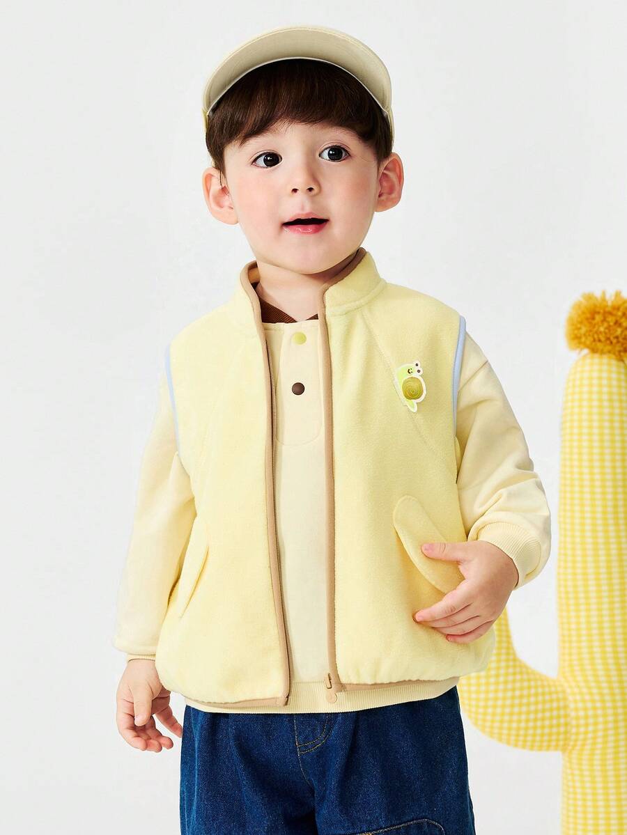 mini bala Jachetă antistatică din fleece pentru copii, unisex, material plușat cald, îmbrăcăminte pentru exterior, primăvară - galben de molii - Vizualizare 1