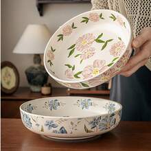 1pc 8-Inch Salad/Fruit Bowl, Unique Ceramic Deep Plate - Multicolor - View 10