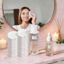 150pcs Round Facial Cleansing Cotton Pads, High Quality Flower Shaped Makeup Remover Wipes, Low Allergy Lint-Free Round Cotton Pads, Suitable For All Light Skin Tones, Disposable Beauty Wet Wipes, Non-Woven Facial Cleansing Pads - Multicolor - View 7