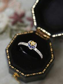 2pcs/Set 925 Sterling Silver Sun, Star & Moon Design Rings, Shiny Elegant Couple Rings For Wedding, Ball, Party, Fine Jewelry - Multicolor - View 9