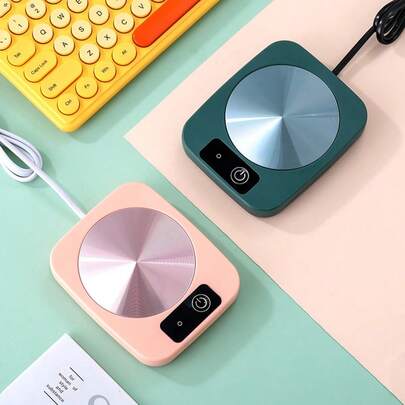 自动温控杯垫，咖啡杯电热垫，适用于办公桌，情侣、男女皆宜的酷炫情人节礼物，办公桌配件，简约加热器，光滑表面，智能咖啡保温器，情侣礼物，咖啡爱好者