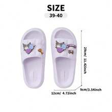Miniso Sanrio Kuromi Women's Indoor Bathroom Slippers (Size 35-36) - Comfortable Soft Material, Exquisite Dual-Character Badge Detail, Water-Resistant Design For Bathroom & Bedroom Use(1 PC) - Mauve Purple - View 11