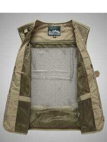 Men's Multi-Pocket Outdoor Utility Vest, Large Capacity Sleeveless Vest With Front & Back Pockets, Suitable For Fishing, Photography, Camping, Casual, Spring/Summer/Autumn/Winter, Khaki Sports - Khaki - View 6