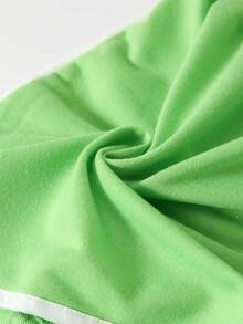 Conjunto de 3 piezas para niñas preadolescentes: Camiseta de tirantes con estampado de letras Brooklyn en verde neón + Parte superior con superposición de malla + Pantalones cortos, Conjunto de moda de verano para exteriores, Adecuado para exteriores, Regalo de verano - verde menta - Ver 7
