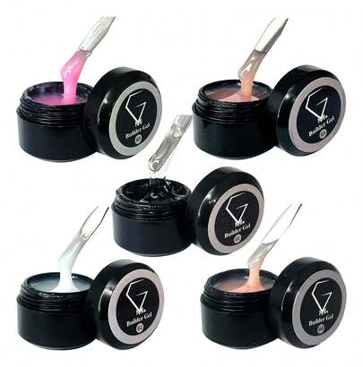 Gel de construcción , gel constructor Gmi 5 colores cada uno de 10 gr.Transparente / Blanco / Rosa / Cubierta / Cubierta Oscura Calidad Premium