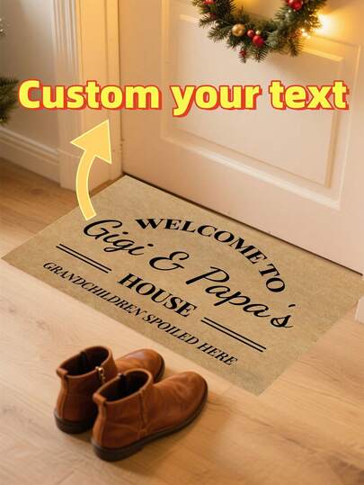A Customizable Doormat Is A Perfect Gift For Grandparents. It's A "Welcome To Grandpa & Grandma's House" Doormat That Symbolizes "Grandchildren Are Pampered Here." This Personalized Welcome Mat Is Made Of Material And Is Suitable For Use Near The Entrance Or Bedroom.