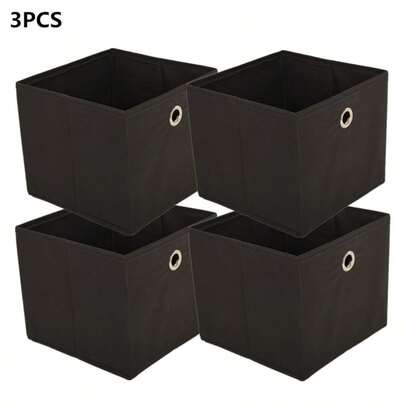3pcs Fabric Storage Boxes Foldable Organizer Bins For Closet Home Toys Clothes, Collapsible Breathable Storage Cubes With Lid Handles For Nursery Bedroom Living Room Bathroom, Stackable Space Saving Closet Organizer Set Ideal For Seasonal Wardrobe Switch, Travel Packing, Gift Organization, Holiday Home Decoration For Halloween Thanksgiving Christmas And Everyday Tidy Living