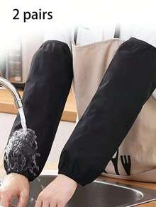 1/2/3/4 Pairs Waterproof 1 Pair Waterproof Sleeves, Lengthened Men's And Women's Work And Life Oil Proof Black Sleeve, Dirt Resistant Sleeve, Student Cuff SleevesSleeves, Lengthened Men's And Women's Work And Life Oil Proof Black Sleeve, Dirt Resistant Sleeve, Student Cuff Sleeves