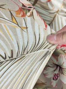 1件装牛奶丝伊姆斯椅套，热带植物印花，高弹防尘，通用型，适用于客厅、厨房、家居装饰，弧形贝壳椅套 - 彩色 - 查看 6