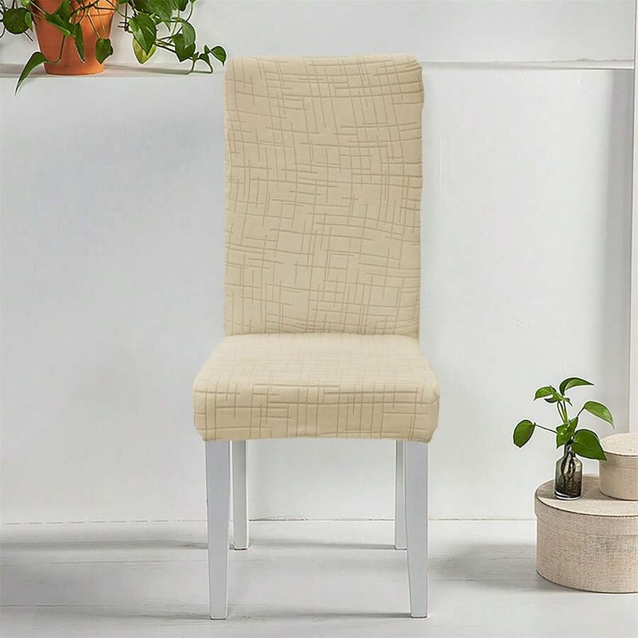 Chair Covers For Dining Chairs Stylish Carved Well Pattern Removable Washable Universal Stretch Chair Slipcovers - Khaki - View 1