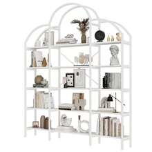 170 X 26 X 190 Cm Shelving Unit With A Clean, Minimalist Style, Made Of Steel Tubing And MDF, Five Storage Shelves, Original Cloud Shape, Easy To Assemble And Clean, White - White - View 8