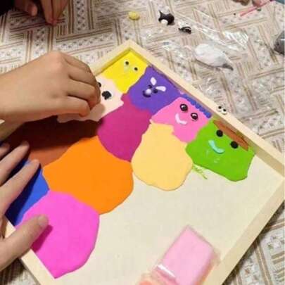 DIY手工彩色粘土相框工艺套装，创意桌面装饰粘土相框材料包