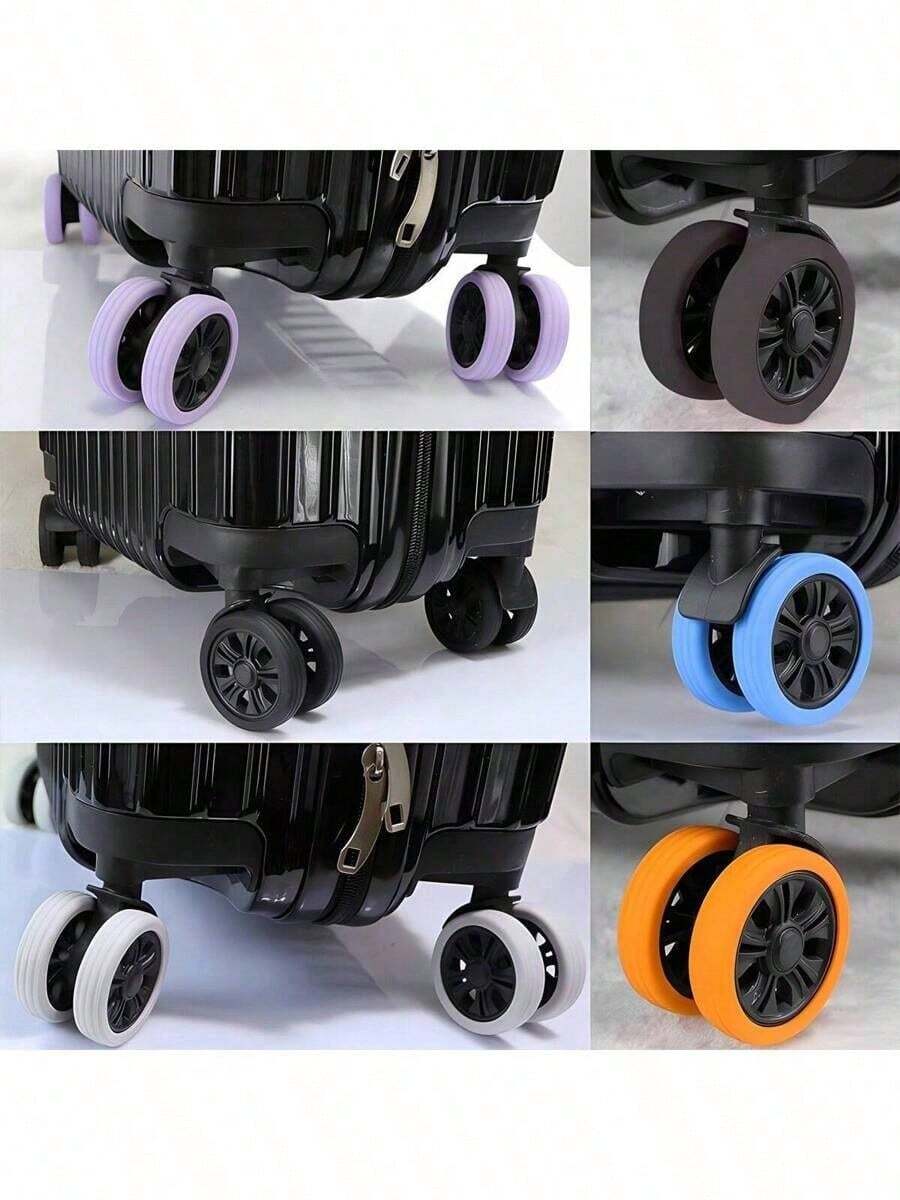 行李箱轮子替换零件，静音保护套，行李箱拉杆轮，万向轮，加厚硅胶橡胶圈，增强耐磨性。行李箱轮子橡胶套，静音旅行箱，拉杆箱保护套，硅胶万向轮替换套装