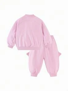 mini bala Bộ đồ 2 món dễ thương cho bé gái, áo khoác và quần, chất liệu mềm mại, thân thiện với làn da, bộ sưu tập Xuân 2026. - Bột cao su - Xem 2