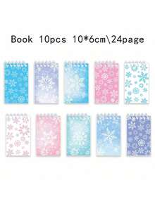10pcs Snowflake Pattern Spiral Notebooks, Student Notebooks, Word Notebooks, Spiral Notebooks, Fabric Notebooks, Memo Pads, School Supplies, Student Prizes, Party Memo Books, Back To School Stationery, Christmas Memo Books - Multi Color Random - View 10