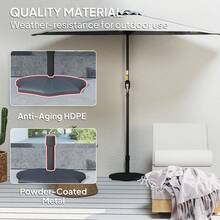 Outsunny 28 Lbs Concrete Half Patio Umbrella Base Stand, Patio Umbrella Stand For 1.26"/1.34"/1.5" Umbrella Poles, Half Umbrella Base For Outdoor, Lawn, Poolside, Black - 黑色 - 查看 4
