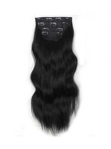 Body Wave Human Hair Wigs Clips In Hair Extensions Long Wavy Hairstyle Natural Black Hairpieces 4Pcslot For Women Girls Daily Use - Natural Black - View 5