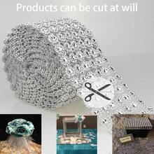 1 Yards 3ft 4" Silver Crafts Faux Diamond Bling Wrap Diamond Flower Rhinestone Mesh Ribbon Bling Bling Wrap Bulk,6 Rows Gold Flower Pattern Faux Rhinestone Crystal Mesh Ribbon Roll For Wedding, Party, Centerpiece, Cake, Vase Sparkling Decoration (Gold) - Multicolor - View 4