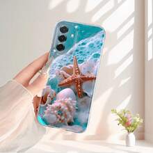 Funda de Teléfono Estrella de Mar y Concha Compatible con Samsung Galaxy A03S A04 A05S A06 A07 A13 A14 A15 A16 5G A17 A21S A22 A23 A24 A25 A26 A32 A34 A35 A36 A50 A52 A53 A54 A55 A56 A73 S21 Ultra S22 Plus S23+ S24 FE S25 Funda de Teléfono Transparente a Prueba de Golpes de Cobertura Completa TPU Funda Protectora Simple de Moda a Prueba de Golpes Suave - Multicolor - Ver 6