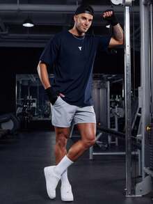 VitaFith European And American Style Men's Fashion Sports & Fitness, Outdoor Running Exercise, Versatile Printed & Solid Color Plus Size Activewear Summer - Navy Blue - View 3