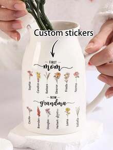 Customized Birthday Flower Stickers (Vase Not Included), Personalized Name Label Stickers, Name Stickers, Customized Stickers, Name Stickers, Date Stickers, DIY Gifts, Handmade, Handwritten Fonts, Wedding Stickers, Gift Stickers. Customizable Holographic Name Stickers, Suitable For Water Bottles And Holiday Calendars. - Multicolor - View 3