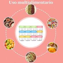 Juego de 12 recipientes para congelación,Recipientes para Papillas,aptos para microondas para bebés,alimentos para bebés,Reutilizables de 4 Oz,para Congelador,Microondas y Lavavajillas. - / - Ver 5