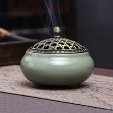 1 buah Pembakar Dupa Keramik Bertekstur Bergaya Vintage, Diffuser Aroma Gaya Cina untuk Dekorasi Rumah, Tempat Dupa Kerucut dengan Glasir Retak, Hadiah Premium untuk Festival & Rumah - MultiWarna - View 13