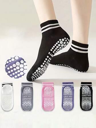 5 pares de calcetines deportivos de unicolor, antideslizantes, con masaje en la suela, para yoga, pilates y actividades deportivas, unisex