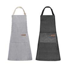 Tosewever 2 Pieces Kitchen CooFKing Aprons, Cotton Polyester Blend Adjustable Bib Aprons With 2 Pockets For Women Men Chef Chef (Navy/Black Stripes, 2) - Navy/FBlacksstripes - View 1