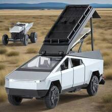 TendenciaCarros De Colección Camioneta Tesla Metálica Cyberpunk 1:32Calidad premium - Plateado - Ver 6