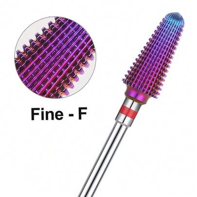 Professional Tornado Nail Drill Bits, 3/32'' Carbide Multi-Function Bits, Suitable For Manicure Pedicure Cuticle Gel Polishing, Salon Bits, Purple, Series Bit-X, Fine