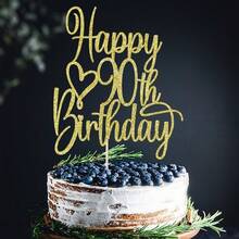 1 chiếc phụ kiện trang trí bánh sinh nhật lần thứ 90 lấp lánh vàng - Phụ kiện trang trí bánh sinh nhật lần thứ 90, Trang trí bánh kỷ niệm sinh nhật lần thứ 90, Trang trí bánh sinh nhật cho bữa tiệc sinh nhật lần thứ 90 - Nhiều màu - Xem 2