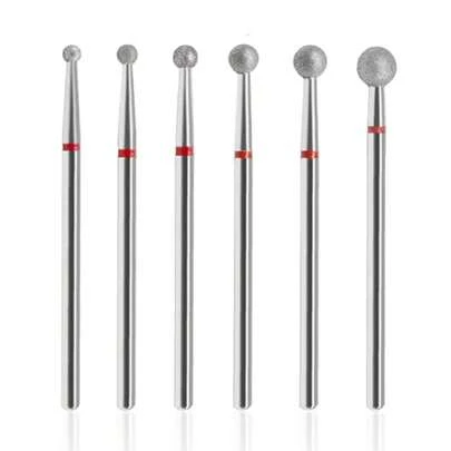6Pcs Cuticle Clean Nail Bits 3/32'' Ball Head Nail Drill Bits Professional Safety Cuticle Drill Bits For Electric Nail File Gel Polishing Manicure Pedicure Tools