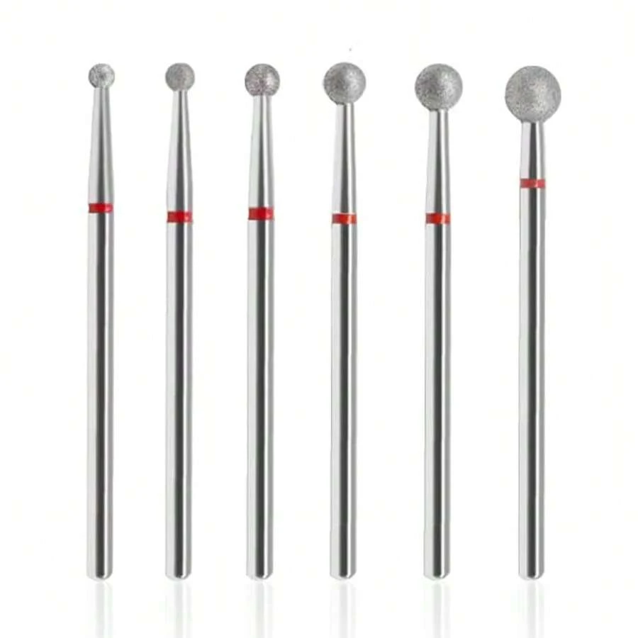 6Pcs Cuticle Clean Nail Bits 3/32'' Ball Head Nail Drill Bits Professional Safety Cuticle Drill Bits For Electric Nail File Gel Polishing Manicure Pedicure Tools - Silver - View 1