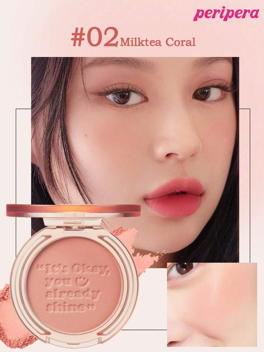 K-Beauty Peripera Solid Color Powder Blush Palette, Matte Powder Blush, Fine Powder Blush, Non-Caking, Long-Lasting, Multi-Purpose Makeup Palette, Nude Makeup, Face Makeup, Korean Makeup, Korean Cosmetics