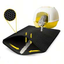 Dual-Layer Waterproof Cat Litter Mat, Washable Cat Litter Trapping Mat, Fits Small, Medium And Large Litter Boxes - Black - View 3