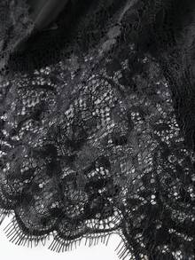 Women Silk Satin Lace Patchwork Half Slips Skirts Fashion Summer Underskirt Low Rise A Line Short Skirts - 黑色 - 查看 5