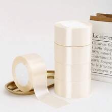 1/5pcs Satin Ribbon, For DIY Rose Flower Decor, Gift Wrapping - Wedding Party Bow Ribbon, Back To School Valentine Day - Beige - View 11