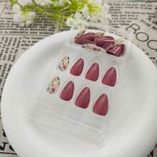 TendenciaUñas Postizas Tips Press On Flores Para Uñas,hojas DecoradasCalidad premium - Rosa - Ver 7