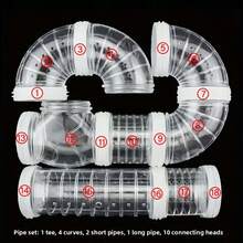 18 Stück Hamster Tunnelsystem - verbindbare Rohre mit Sicherheitsverriegelungsringen, transparente PVC-Röhren für Hamsterkäfige, Kleintiergehege, Aquarien - einfache Montage, platzsparend, Hamster-Training & Spielen (für Hamster, Mäuse und Gerbils), Hamster-Rohre und -Tunnel, Käfigbereicherung, modulares Setup, robuste Konstruktion, Gerbil-Zubehör, Nagetier-Bedarf - Verschiedenfarbig - Übersicht 3