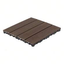 Modular Plastic Deck Flooring, Wood Type, Quick-Fit Installation, For Bathroom, Outdoor Area, Garden, Pool, Balcony, Veranda - Dark Brown - View 2
