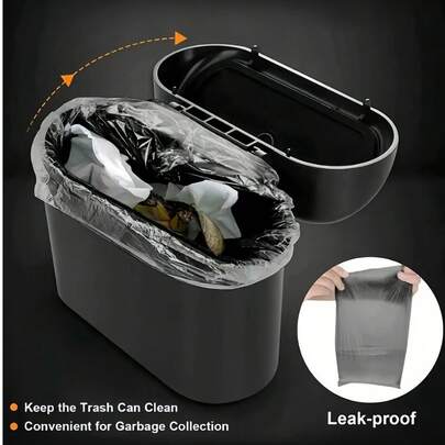 1 thùng rác mini gắn xe hơi có nắp, chống thấm nước, chống rò rỉ, kèm 60 túi rác, phụ kiện xe hơi tiện lợi và hợp vệ sinh, hộp đựng đồ gắn cửa, hộp chứa đồ trên xe, hộp đựng đồ treo cửa bên xe, thùng rác mini sáng tạo cho xe hơi, thùng rác treo xe hơi.