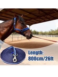 26ft/34ft Flat Horse Training Rope With Heavy Duty Swivel Snap And Trigger Snap, Suitable For Daily Horse Training | Horse Training Rope For Lunging And Ground Work