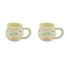 2 chiếc cốc cà phê gốm sứ thủ công sáng tạo với họa tiết hoa mai và hoa anh đào dập nổi. - Nhiều màu - Xem 8