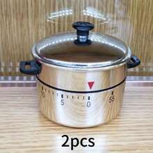 60分鐘機械式廚房計時器，1/2個壓力鍋計時器 | 可調式倒數，適用於烹飪和學校提醒，免電池，時間管理用品，迷你壓力鍋，廚房配件，烹飪配件，便攜，操作簡單，創意設計，適用於烘焙配件，個性化禮物，廚房裝飾，餐廳用品，學校用品，辦公用品，迷你裝飾品，娃娃屋裝飾，生日禮物，情人節禮物，新年禮物 - 彩色 - 查看 12