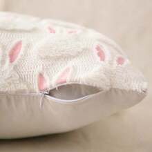 1pc 18"X18" Colorful 3D Rabbit Plush Cushion Cover, Cute Scandinavian Style Decorative Pillow Sham For Easter, Holiday, Restaurant, Living Room, Home Decor (Pillow Insert Not Included) - White Powder - View 4