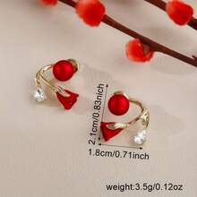 1 Pair Elegant Simple Tulip Flower Design Fashion Women's Earrings Suitable For Daily Wear, Elegant Tulip Round Bead Earrings, Party Dress Matching, Red Tulip Earrings, Tulip Water Drill Flower Element Earrings - (紅色的) - 查看 6