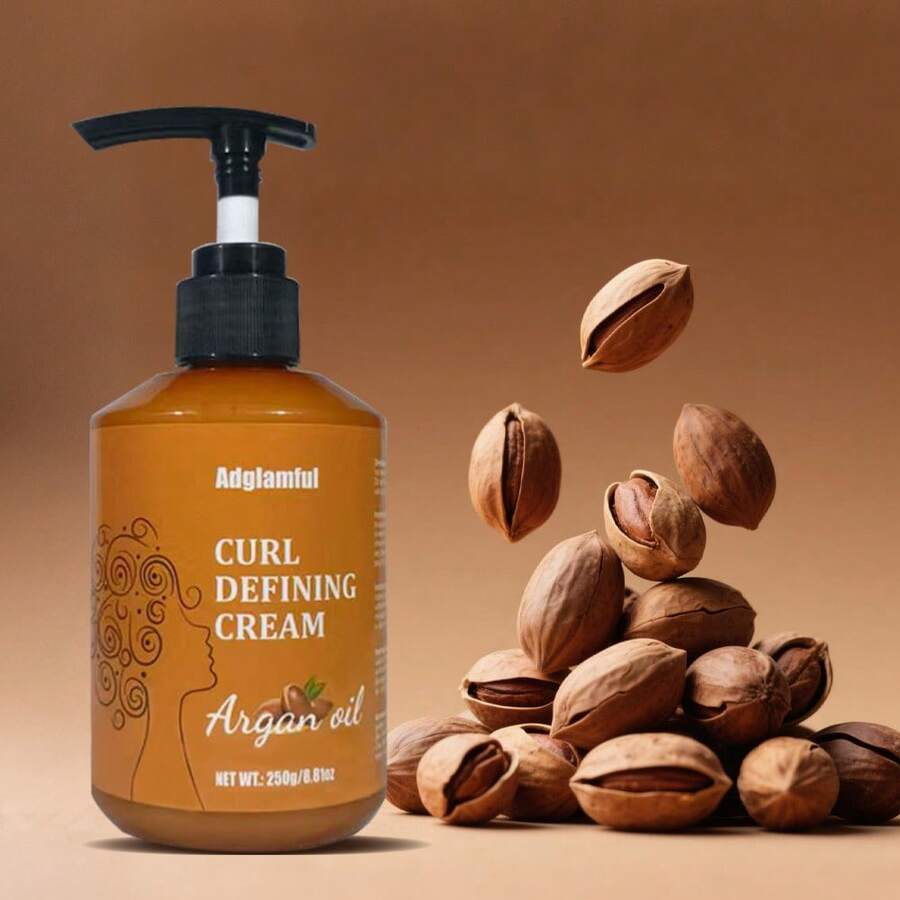 Adglamful 摩洛哥坚果油卷发霜 250克，二合一造型护理，免洗，定型滋养卷发，解决毛躁、扁塌、干燥等常见卷发问题，自然定型，持久不僵硬，深层滋润，抗毛躁，多功能