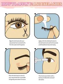 5对猫眼卡通假睫毛，仿貂毛假睫毛，加长双层睫毛，3D自然纤长假睫毛，外眼角加长设计，打造逼真凌乱的妆效，夏季旅行必备，海滩度假，露营旅行，方便携带 - 黑色 - 查看 4